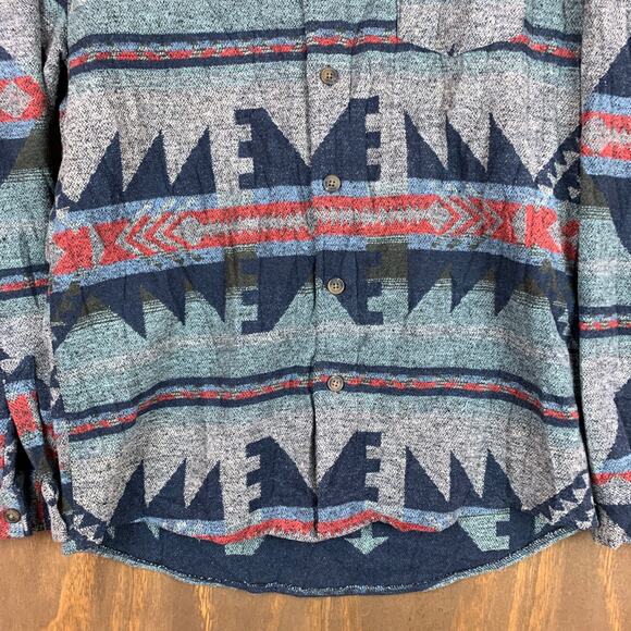 Weatherproof Mens Shacket Gray Multicolored Aztec Full Zip Collared Tribal M - Picture 4 of 13